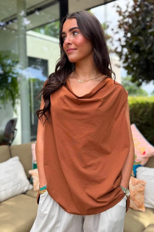 Oscar Drape Trapeze Tank Hazelnut